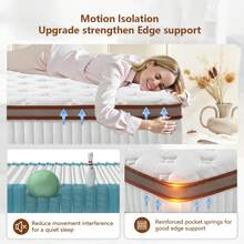 Matelas 140x200 cm, Matelas à Ressorts Ensachés Hauteur 25 cm, Matelas Orthopédique 7 Zones Avec Mousse Confort, Tissu à Surface Douce, Matelas Pour Adultes - Orange Blanc - Voir 4