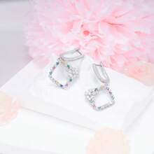 Orecchini in argento sterling, orecchini di moda con pendente a fiore in zirconia cubica colorata, adatti per uso quotidiano, regalo di compleanno e festa della mamma