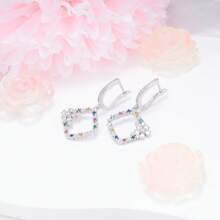 Orecchini in argento sterling, orecchini di moda con pendente a fiore in zirconia cubica colorata, adatti per uso quotidiano, regalo di compleanno e festa della mamma