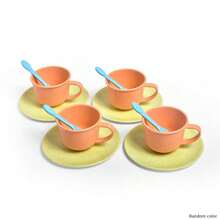 幼儿过家家茶具套装、婴儿厨房玩具套装、草编茶壶和杯子套装、女孩礼物（颜色随机）