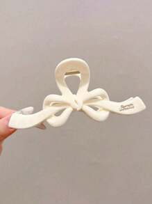 Elegant Bowknot Solid Color Hair Clip With Sophisticated Letter Design, Suitable For Women To Wear On Dates, Parties, Gatherings Fashion Hair Accessories Beauty Claw Clips Casual Hair Claw