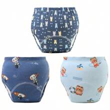 6 piezas de pantalones de entrenamiento para bebé con estampado de animales lindos - Textura suave, adecuado para todas las estaciones, ajuste regular, apto para entrenamiento de ir al baño, diseño de estampado alegre, ajuste cómodo para actividades al aire libre y ropa de dormir para niños y niñas