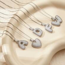 1pc Fashionable Gold A-Z 26 Bubble Letter Pendant Necklace, Suitable For Men & Women Daily Wear