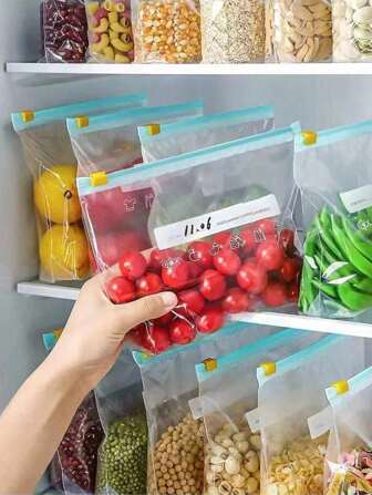 45 stuks Zip Lock voedselbewaarzakken, dikke diepvrieszakken voor de koelkast, magnetronbestendig, herbruikbaar, geschikt voor het organiseren