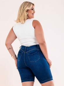 Kit 2 Bermuda Feminina Plus Size Jeans Com Lycla (Elastano)