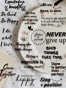 50pcs English Motivational Quotes Stickers, Suitable For Laptop, Water Bottle, Phone Case, Guitar, Skateboard, Journal, Luggage, Gift For Friends