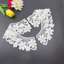 1 件白色叶子图案蕾丝领，镂空蕾丝可拆卸假领，牛奶丝花边饰边，适用于女士服装配饰