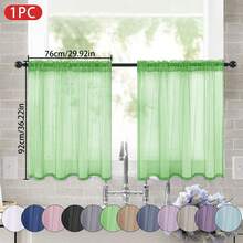 1pc Solid Color Sheer Curtain, Transparent Half Window Curtain, Filtering Sunshade Curtain With Rod Pocket, Suitable For Kitchen, Bathroom, Cafe Decoration, 100% Polyester Fabric Lightweight Transparent Voile, Suitable For Daily And Home Scenes - Multicolor - View 15