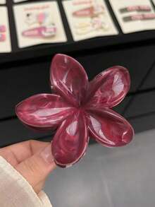 1 件勃艮第大理石花朵扎染渐变发爪发夹波西米亚假日风格树脂 + 合金材料花形爪夹混合细节强力防滑齿时尚发爪适合海边度假/日常穿着/音乐节/夏季搭配发饰时尚发夹 - 彩色 - 查看 7