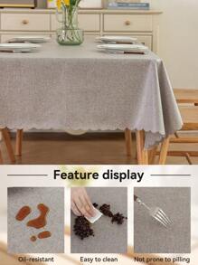 1pc Plain Simple Linen-Like Table Cloth, Woven Polyester Rectangular Table Cover, Solid Color, Stain Resistant, Easy Clean, Suitable For Dining Room, Kitchen, Home Decor, Table Top, Perfect For Gatherings, Parties And Decoration