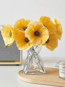 6/12pcs Artificial Flowers With Free Stems DIY Fake Flowers For Home Wedding Party Decoration Table Centerpieces Silk Flowers For Headwear & Slippers - Yellow - View 7