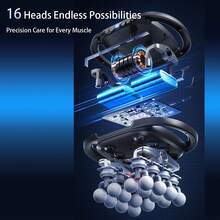 LUYAO 16头专业按摩枪，塑料材质，无香型，USB充电（内置1300mAh锂电池），可充电，适用于全身，家用 - 黑色 - 查看 3