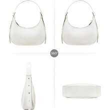 Bolso de hombro CHOLISS para mujer, de piel vegana con protección RFID, estilo media luna, tipo bolso de mano y bandolera, bolso de viaje con asa superior - Blanco - Ver 7
