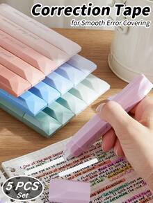 美学修正带 5 件，用于平滑错误覆盖，学校考试和办公文件学校用品，返校