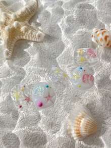 限量版夏季 3D 贝壳和海星美甲贴纸 - 和服搭配海滩度假 DIY 自粘式日本节日 - 彩色 - 查看 6