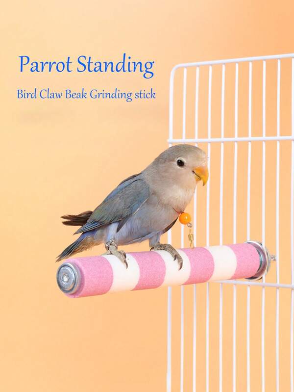 1pc Colorful Stainless Steel Parrot Claw Grinding Stick With Screw Fixation, Intelligent Bird Supplies, Parrot Cage Accessories, Parrot Toy (All Accessories Colors Randomly Assembled And Shipped)