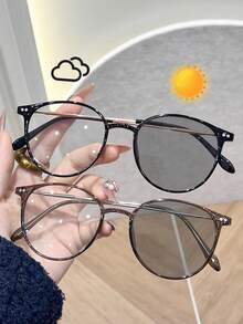 Bộ 3/2/1 Kính thời trang nữ gọng nhựa hình học, kiểu dáng tối giản hiện đại, kính đổi màu phù hợp cho du lịch ngoài trời, lái xe, cắm trại, chụp ảnh đường phố, phụ kiện phù hợp với mọi khuôn mặt. - 2 gói trà đen kết hợp - Xem 8