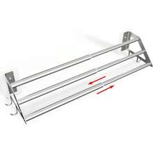13. 5-24 Inch Adjustable Towel Rack With Adhesive Wall Screws For Bathroom,  Wall Mount Towel Bar Holder,  Bath Towel Sh Hanger With Movable Hooks,  3-Tiers Ladder Towel Rails,  SUS 304 Stainless Steel