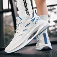 Men's Breathable Casual Running Shoes - Lightweight Low-Top Sneakers With Fabric Upper & Cushioned EVA Insole, White & Neon Green Accents For Outdoor Sports, Gym, Daily Wear - All-Season Comfort