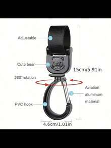 2pcs Baby Stroller Hooks For Bag, Electric Bottle Car Hanging Hook, High Landscape Car Hook Rotating Car Hanging Buckle Accessories-Hard Plastic, Light And Strong - Black - View 8