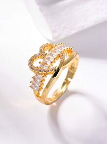 1 Piece Minimalist Heart Cutout Women's Ring,Zirconia Decoration Ring,Summer Fashion Accessory,Elegant Jewelry Gift For Everyday,Vacation,Wedding,Valentine's Day,Birthday Gift.