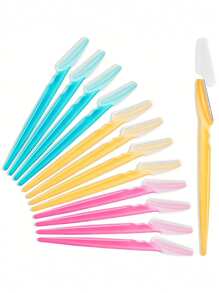 12pcs Eyebrow Razors Eyebrow Razors Shaper Trimmer Shaver Facial Hair Remover Exfoliating Dermaplaning Tool With Precision Cover Cosmetic Exfoliating Makeup For Women And Men/Personal Care & Cleansing Tools/Women's Hair Trimmers & Epilators/Pink/Wedding/Holiday Essentials/Bathroom Accessories/Fathers Dad Gift/Camping/Travel Essentials/Home