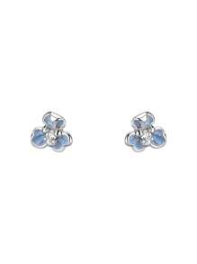 Pendientes tipo botón de plata de ley 925 con flor de iris azul, aretes de circonita cúbica fashion adecuados para mujer, uso diario, regalo para madre/novia/Pascua/Día de San Valentín