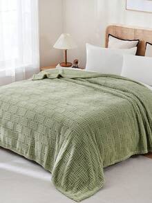 1 chiếc chăn nặng gram, họa tiết in phong cách Châu Âu, ấm áp và thoải mái, thích hợp sử dụng trong phòng ngủ mọi mùa - màu xanh lá - Xem 5