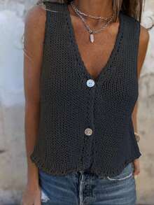 Women Sweater Vests - Black - View 4