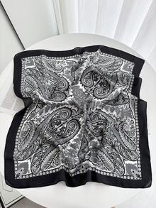 1 st 70*70 cm fyrkantig halsduk, satintryckt huvudduk för kvinnor, halsduk, pannband, moderiktig damsjal, halsduk, halsduk, huvudduk, klänningsaccessoar - Svarta cashewnötter - Visa 2