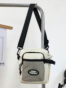 1 件男士单肩包单肩包肩带可调节拉链便携黑色纯色涤纶简约休闲时尚旅行上班出差商务学校学生男士单肩包