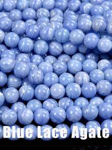 1 串蓝色蕾丝玛瑙圆珠疗愈能量宝石散珠 DIY 珠宝制作手链项链 4 毫米 6 毫米 8 毫米 - 彩色 - 查看 1