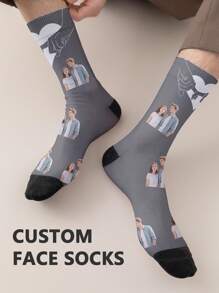 1 par de calcetines de tubo medio personalizados con cara de mujer, Puede poner cualquier rostro en los calcetines, Calcetines personalizados con fotos, Par de calcetines con diseño de imagen personalizada interesante, adecuados para el Día de San Valentín, cumpleaños, regalos y otras ocasiones, personalizados, divertidos, ricos y coloridos, diseño creativo de anime y caricatura, regalos navideños