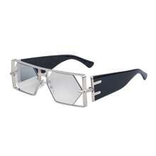 1pc New Arrival Fashion Square Hollow-Out Sunglasses For Men, Retro Casual Street Style, Elegant High-End Metal Frame Sunglasses, UV Protection Suitable For Daily Wear, Sunglasses For Men