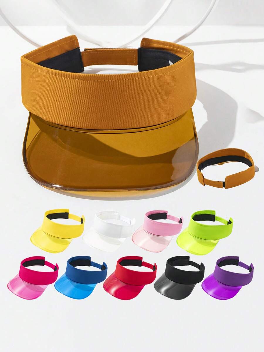 1pc Women's Summer Fashion Sheer Color-Blocked Open-Top Sun Hat, Suitable For Outdoor Sports And Activities,Beach,Vacation - Multicolor - View 1