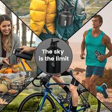 New-88 Insulated Water Bottle 40 Oz, Triple Wall Vacuum Stainls Steel(Cold For 48 Hrs),Le Proof & -, Water Bottle  Drink-Through Lid & Flip Straw For Sports & Travel, Black - 黑色 40 盎司 - 查看 4