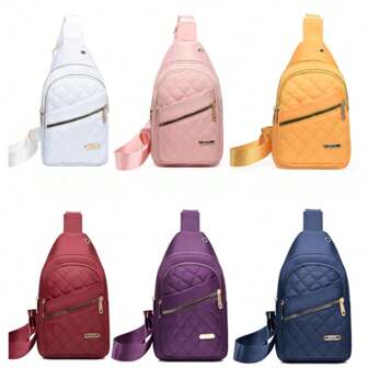 Nuevo bolso de pecho de nailon para mujeres, bolso bandolera cruzado de moda con diseño de rombo, bolso de pecho de gran capacidad para ciclismo, bolsillo para teléfono