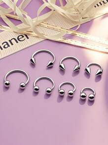 32pcs/Set 16G Multiple Sizes Horseshoe Rings For Men, Stainless Steel Nose Septum Horseshoe Hoop Earring Eyebrow Tragus Lip Rings Daith Helix Piercing Jewelry For Men, 6-12mm Piercing Jewelr