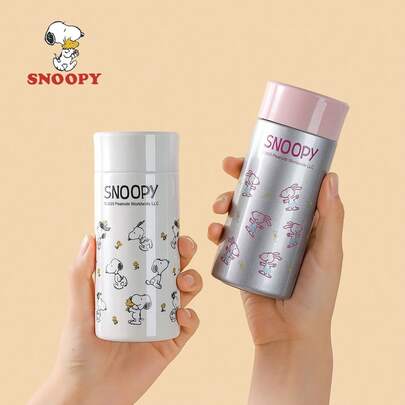 SNOOPY 1 件 200 毫升随行杯，户外便携式袖珍杯，可爱小巧水瓶，男女通用不锈钢简约设计高品质杯子