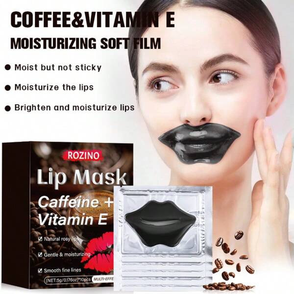 10pcs*5g Caffeine Lip Mask, Enriched With Vitamins, Moisturizing And Nourishing, Smooths Fine Lines, Soothes Dryness, Individually Packaged For Convenient Carry, Lightweight And Easily Absorbed, Suitable For All Seasons