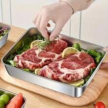Juego de 2 bandejas de hornear cuadradas de acero inoxidable con tapa, aptas para preparar comidas y picnics al aire libre, fiambreras, contenedores de alimentos portátiles con tapa hermética y a prueba de fugas. Adecuado para aulas, universidades, oficinas, campamentos y picnics, organizadores y almacenamiento de cocina, accesorios de cocina, regalos de Navidad
