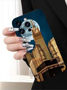 1pc City Night Landscape Retro Printed 2D Pattern, Creative High-End Saudi Arabia Fashion Simple Personalized Business Cartoon Handsome City Landscape Style, Suitable As Birthday, Holiday Gift For Elders, Friends, Family, Couples, Yourself. Black Matte Soft Protective Dustproof Waterproof Phone Case Cover Compatible With IPhone 16/15/14/13/12/11/Pro/ProMax/X/XR/XS/XSMAX/7/8/PLUS And Models Shockproof Anti-Fall Scratch Resistant