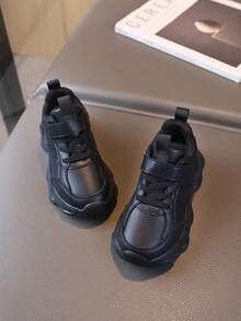 1 双儿童黑色帆布鞋，男童夏季运动鞋，透气女童黑色软底运动鞋 - 黑色 - 查看 6