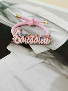 1pc Custom Acrylic Name Hair Rope, Four Styles To Choose From, Sweet Women's Hair Accessories, Hair Styling Accessories Adjustable Bow Ponytail Clip With Elastic Band, Suitable For Women, Perfect For Daily Surprise Gifts