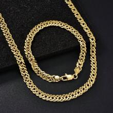 Conjunto de 2 collares y pulseras minimalistas de cobre repujado chapados en oro de 18 quilates para mujer, ideal para uso diario en fiestas.