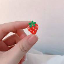 10/15 pièces Pince à cheveux de couleur bonbon douce, pince à frange simple et polyvalente, épingles à cheveux avec décoration de fleurs de fraise. Accessoires de cheveux élégants et pince à cheveux pour femmes