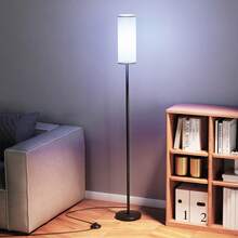 63inch Smart Floor Lamp With Fabric Shade, Black Metal Pole, A 9W A19 Smart Bulb, 2700-6500K + RGB Color-Changing. Foot Switch And App Control, App Music Synchr, Suitable For Room Decoration, Bedroom, Living Room, Commercial Decoration. - View 2