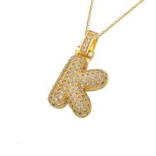 1pc Fashionable Gold Bubble Letter A-Z Necklace, Suitable For Men And Women Daily Wear