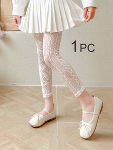 4/2/1 Pairs Lace Trim Capri Leggings For Girls, Children, Infants, Black/White/Gray/Pink, Color Block, Multicolor, Spring/Summer/All Season, Thin, Casual, Cute & Fashionable, Princess Style, Suitable For Daily Wear, Soft & Comfortable Tights, Suitable For Students To Pair With Tops, Skirts, Back To School Season - Multicolor - View 37