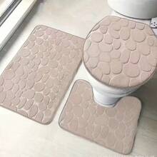 Bathroom Set Designed (Plain) With 3 Non-Slip Pieces (*VARIOUS DESIGNS*) - Camel - View 3
